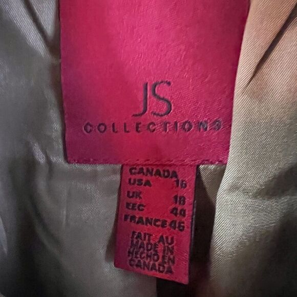 JS Collections Womens Fancy Button Top Size 16 Shoulder Pads Dressy - Picture 2 of 4